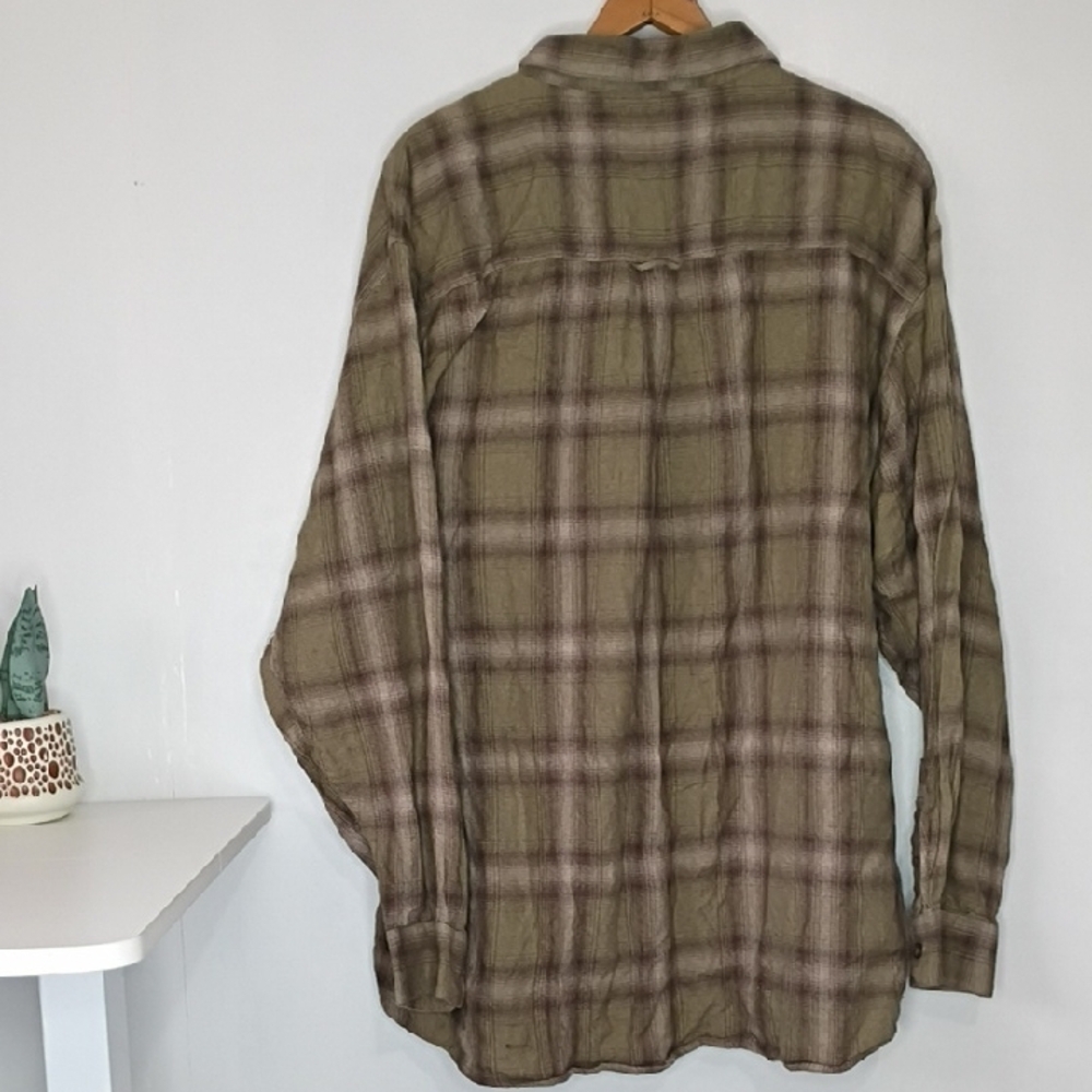 North River Outfitters Men’s 2XL Green & Brown Plaid Flannel Shirt Cotton Rayon - Picture 8 of 9